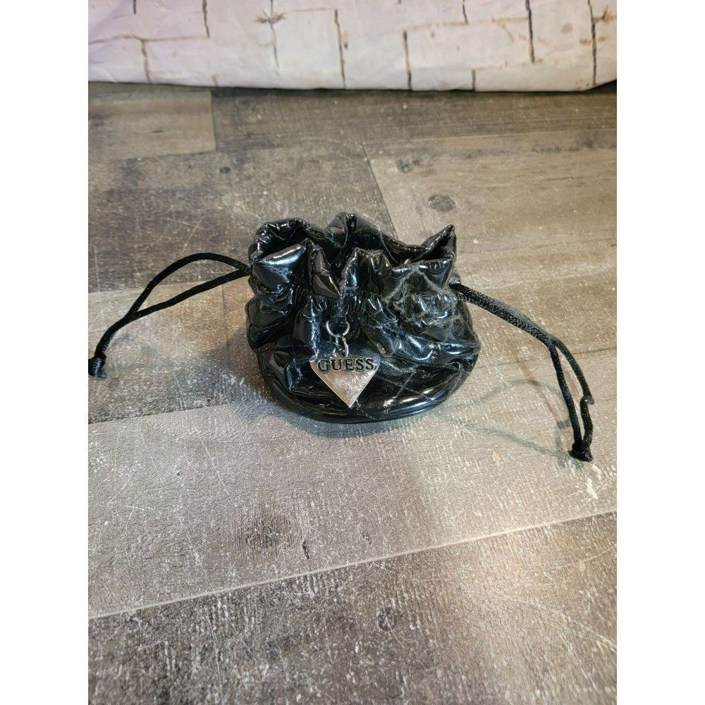 Mini guess black pull string bag heart‎ accessory